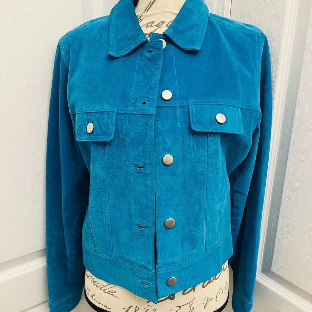 Vintage Beyond leather Jacket turquoise size M